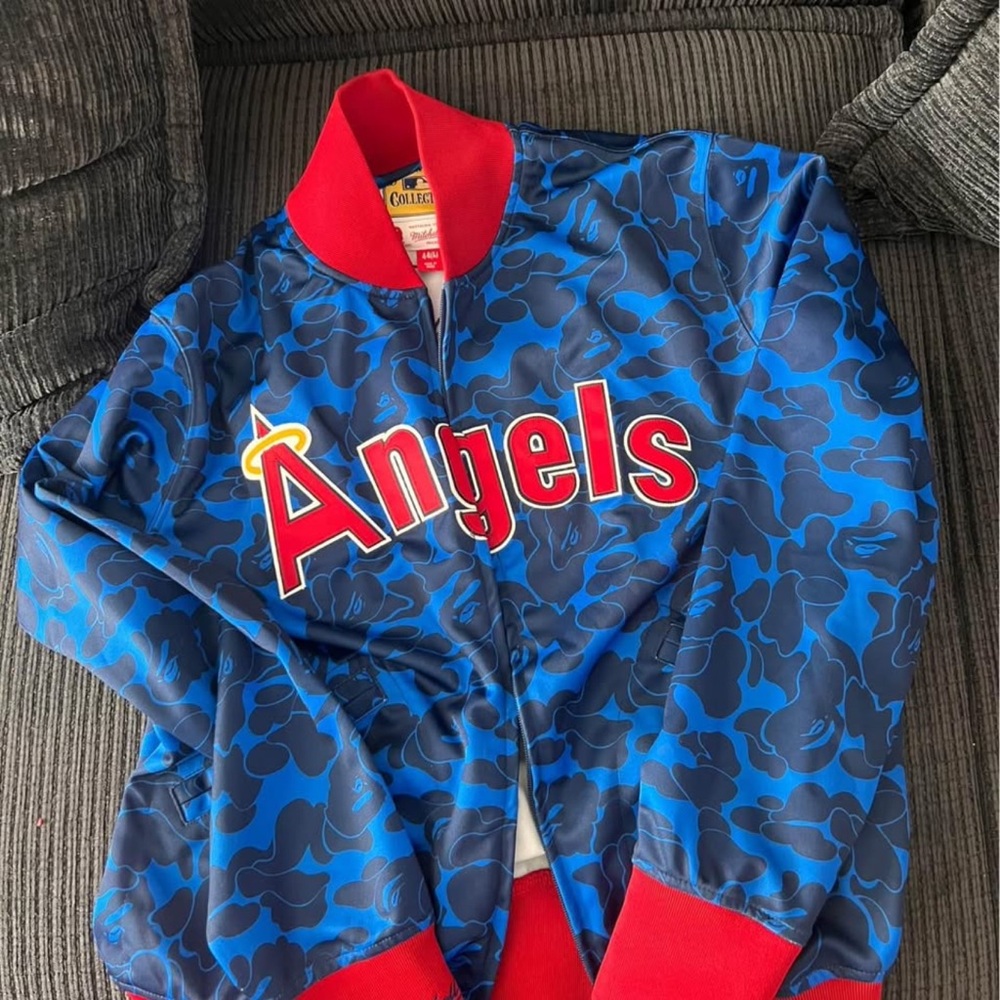 Bape Blue Camo Jacket with Red Accents